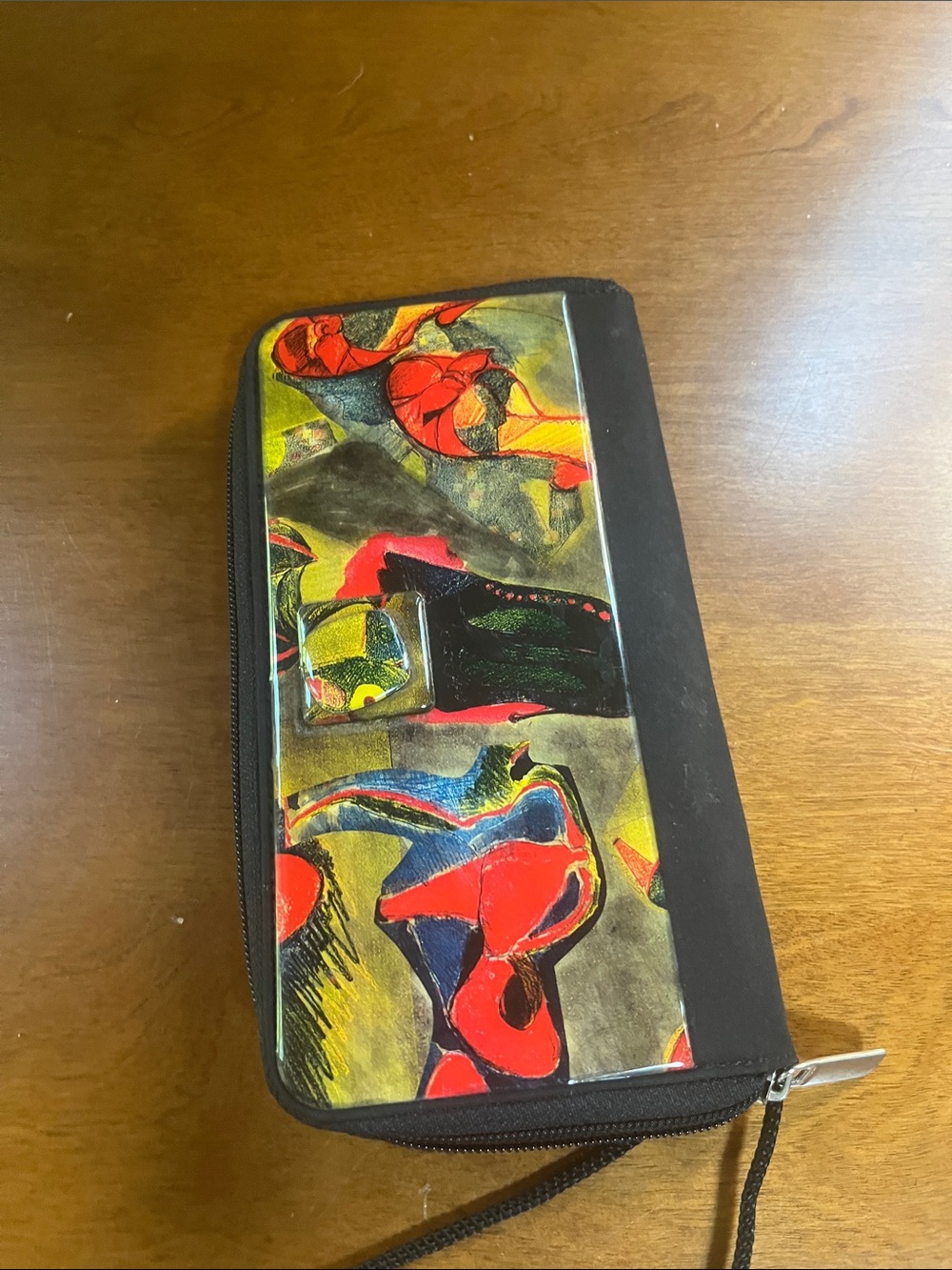 VTG Angela Frascone Resin Multicolor Abstract Crossbody Wallet Purse Black Strap - Picture 6 of 9